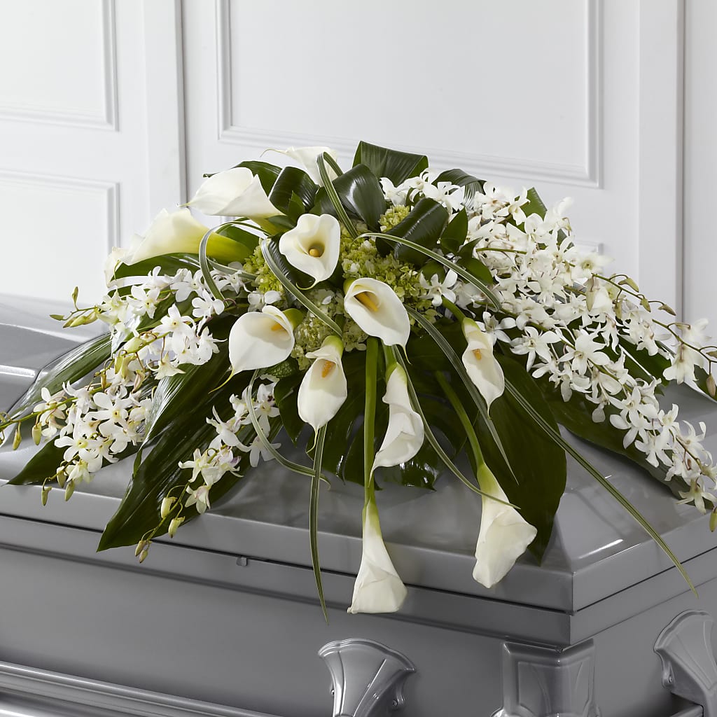 Angel Wings Casket Spray – Blooming Branches, Guttenberg IA