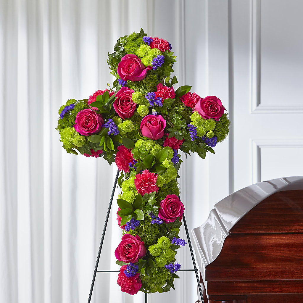 Tribute Rose Floral Cross – Blooming Branches, Guttenberg IA