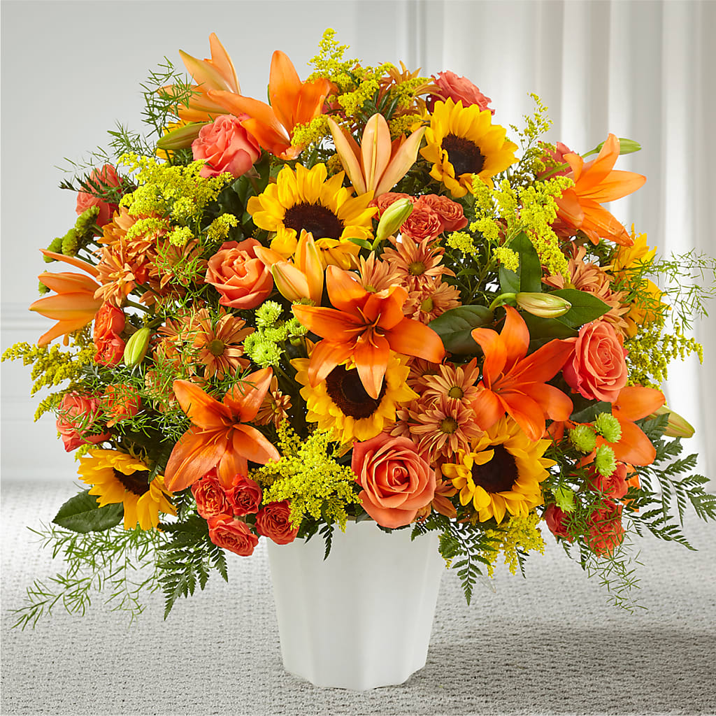 Harvest Thoughts Floor Basket – Blooming Branches, Guttenberg IA
