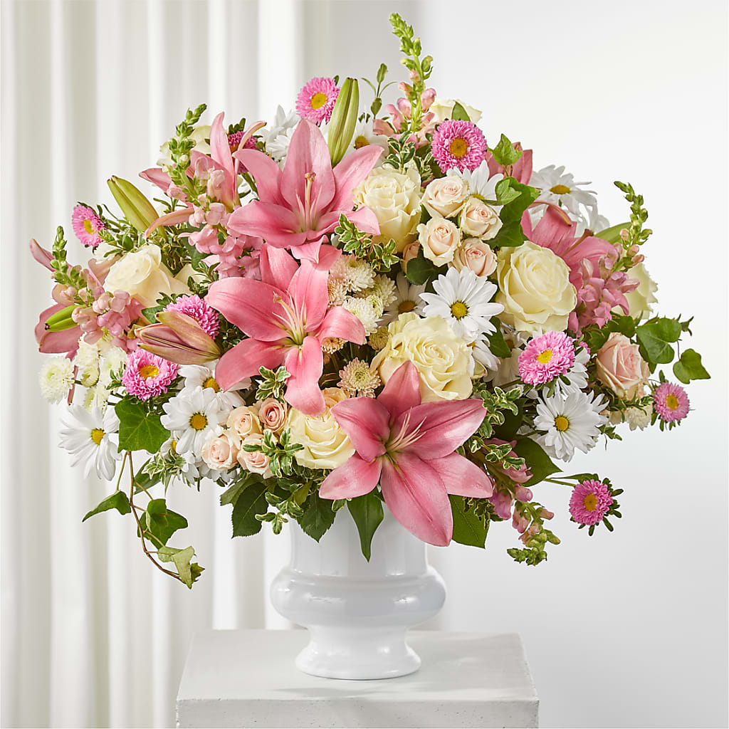 Empathetic Blooms Urn Arrangement – Blooming Branches, Guttenberg IA