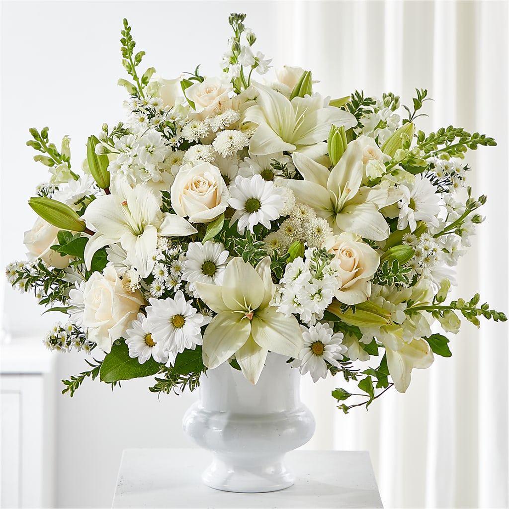 Uplifting Urn Arrangement – Blooming Branches, Guttenberg IA