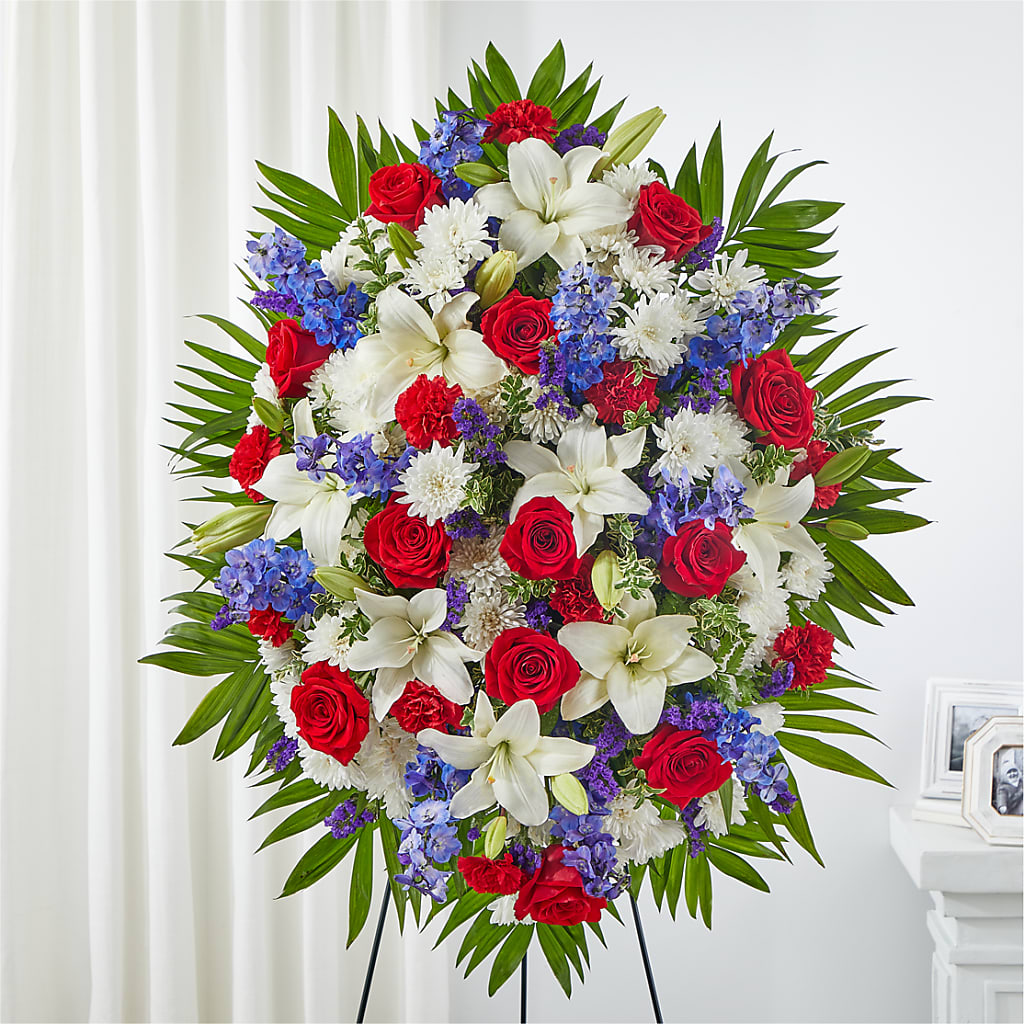 Cherished Service Standing Spray – Blooming Branches, Guttenberg IA