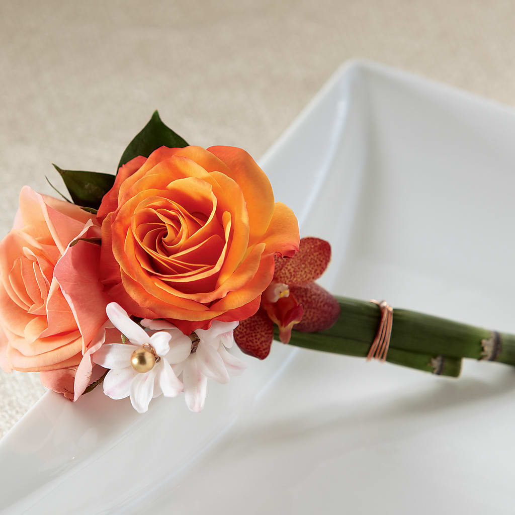 Sunset Dream Boutonniere – Blooming Branches, Guttenberg IA
