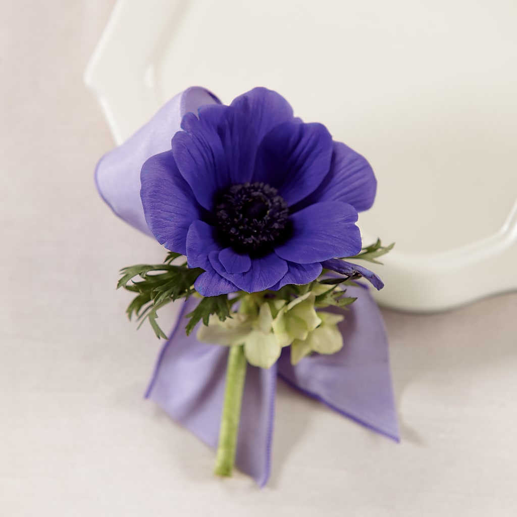 Purple Passion Boutonniere – Blooming Branches, Guttenberg IA