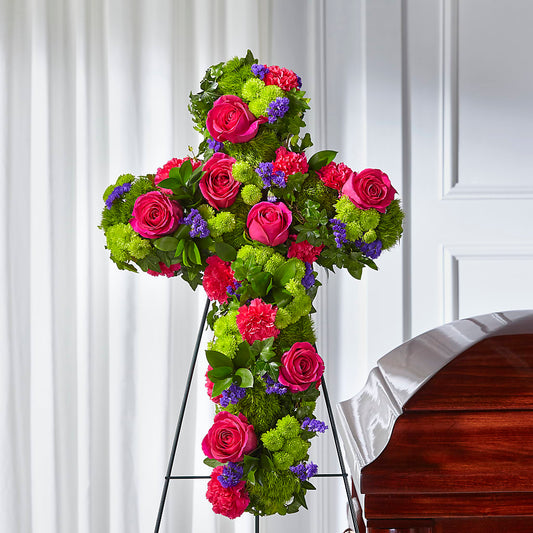 Tribute Rose Floral Cross –  Blooming Branches, Guttenberg IA
