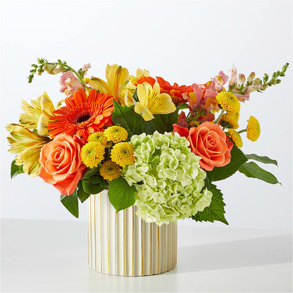 Autumn Sunshine Bouquet with Ivory Vase –  Blooming Branches, Guttenberg IA