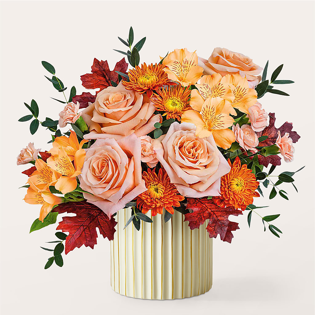 Spiced Latte Bouquet with Ivory Vase –  Blooming Branches, Guttenberg IA