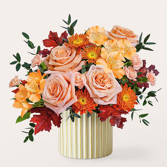 Spiced Latte Bouquet with Ivory Vase –  Blooming Branches, Guttenberg IA