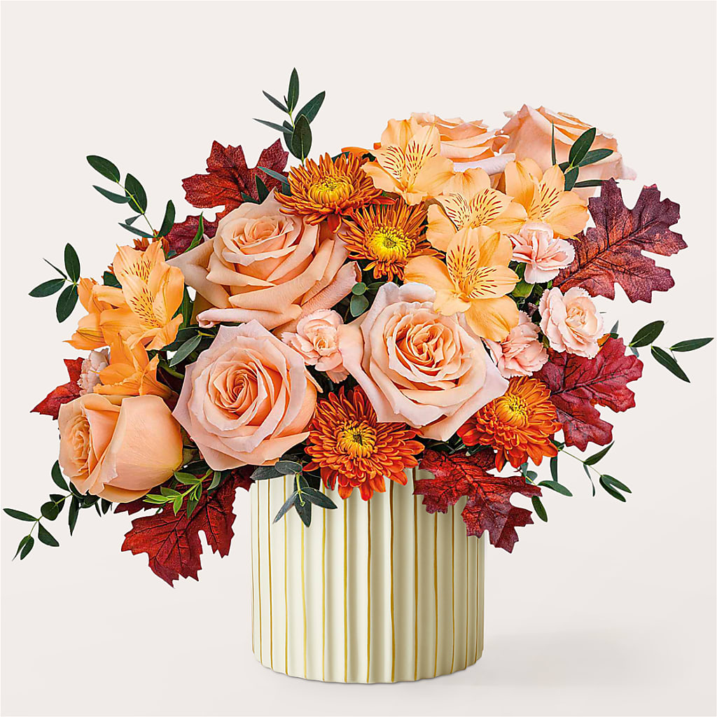Spiced Latte Bouquet with Ivory Vase –  Blooming Branches, Guttenberg IA