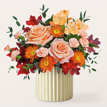 Spiced Latte Bouquet with Ivory Vase –  Blooming Branches, Guttenberg IA
