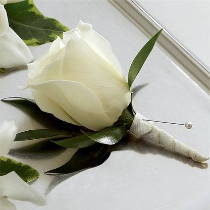 White Rose Boutonniere –  Blooming Branches, Guttenberg IA